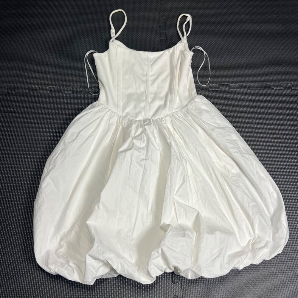 Vici Womens White Mini Dress With Adjustable Spaghetti Straps & Bubble Hem - Siz - Picture 1 of 3